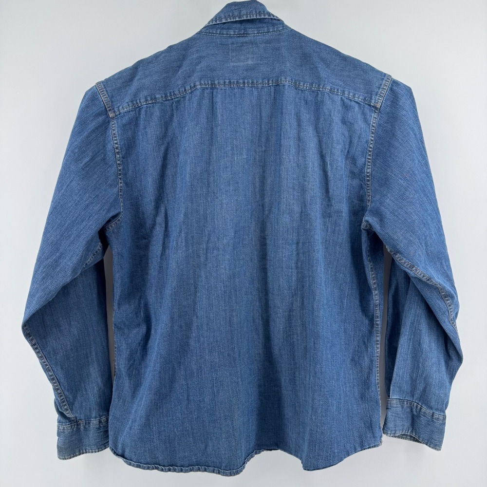 Wrangler Denim Shirt Mens 2XL Blue Long Sleeve Snap Button Western Stretch - Picture 2 of 9